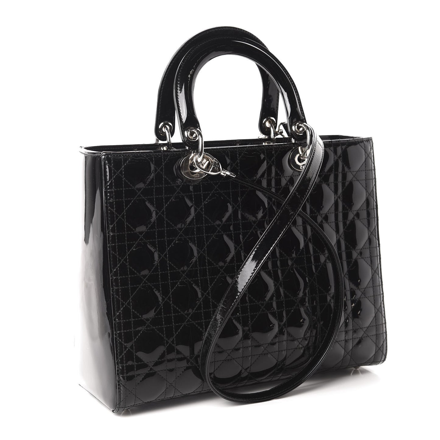 Patent Cannage Large Lady Dior Black