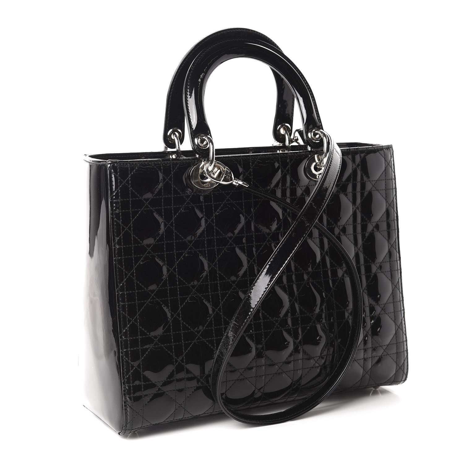 Christian Dior Patent Cannage Large Lady Dior Black 2 of 9