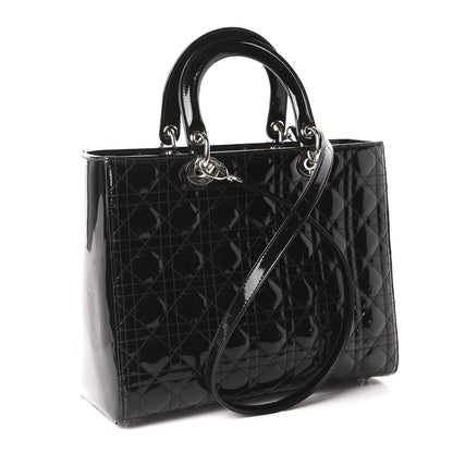 Christian Dior Patent Cannage Large Lady Dior Black 2 of 9
