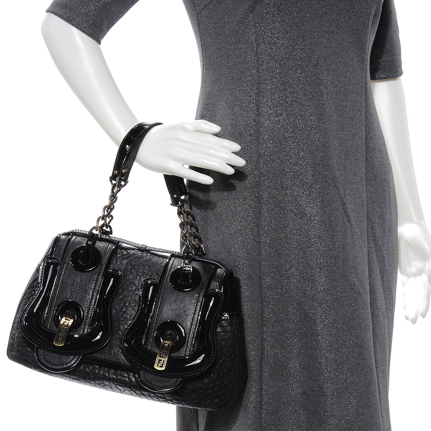 Fendi Nappa Patent B Bag Black 2 of 8