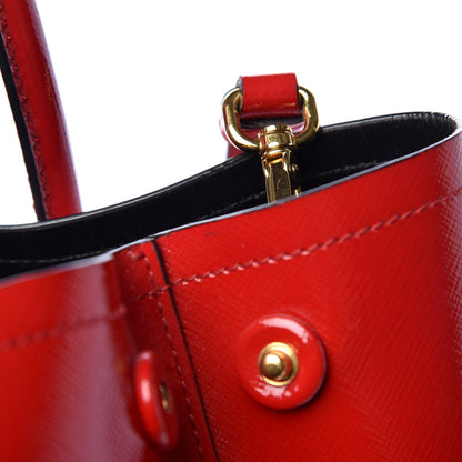 Prada Saffiano Vernice Medium Double Bag Rosso 12 of 23