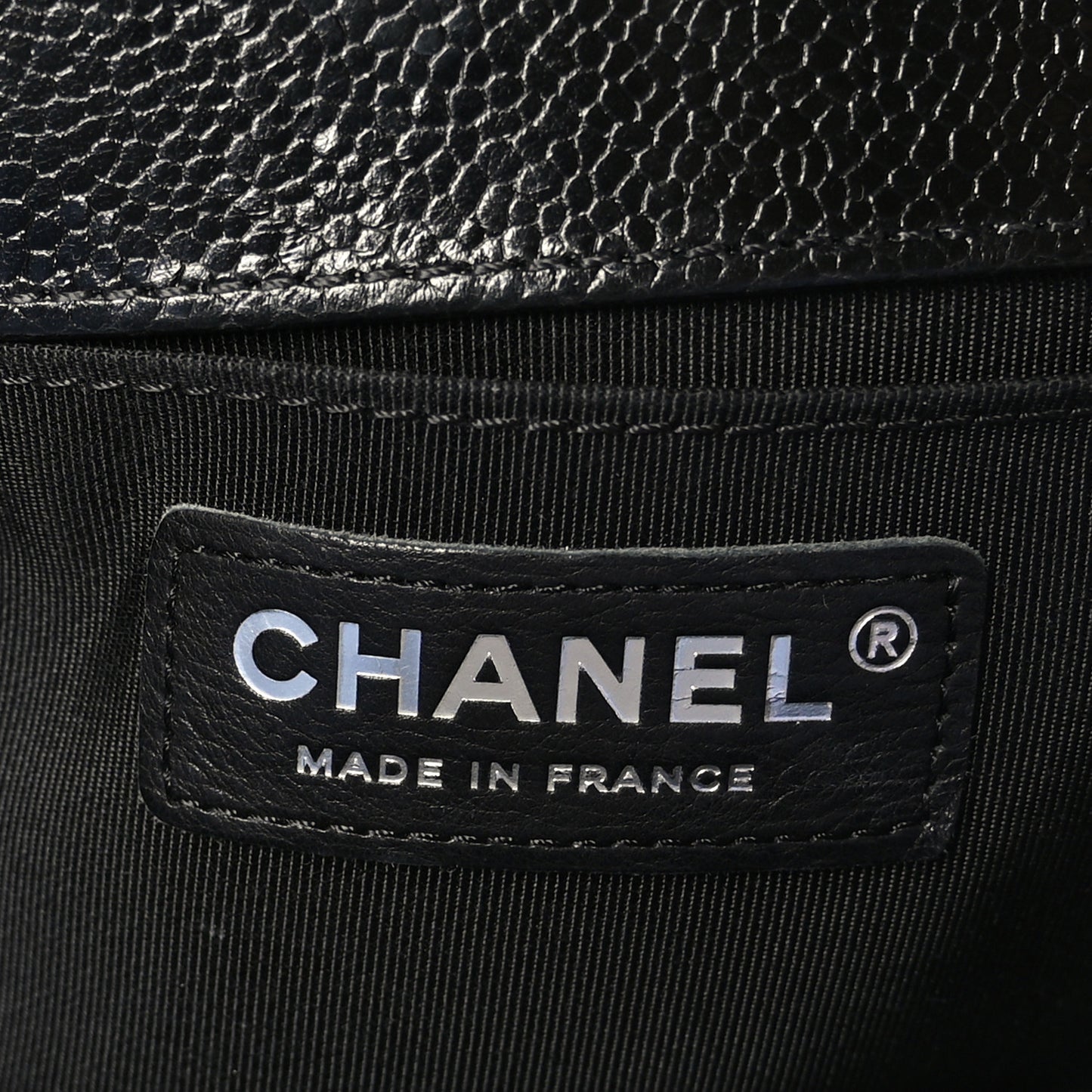 Iridescent Caviar Chevron Quilted Small Boy Flap Black