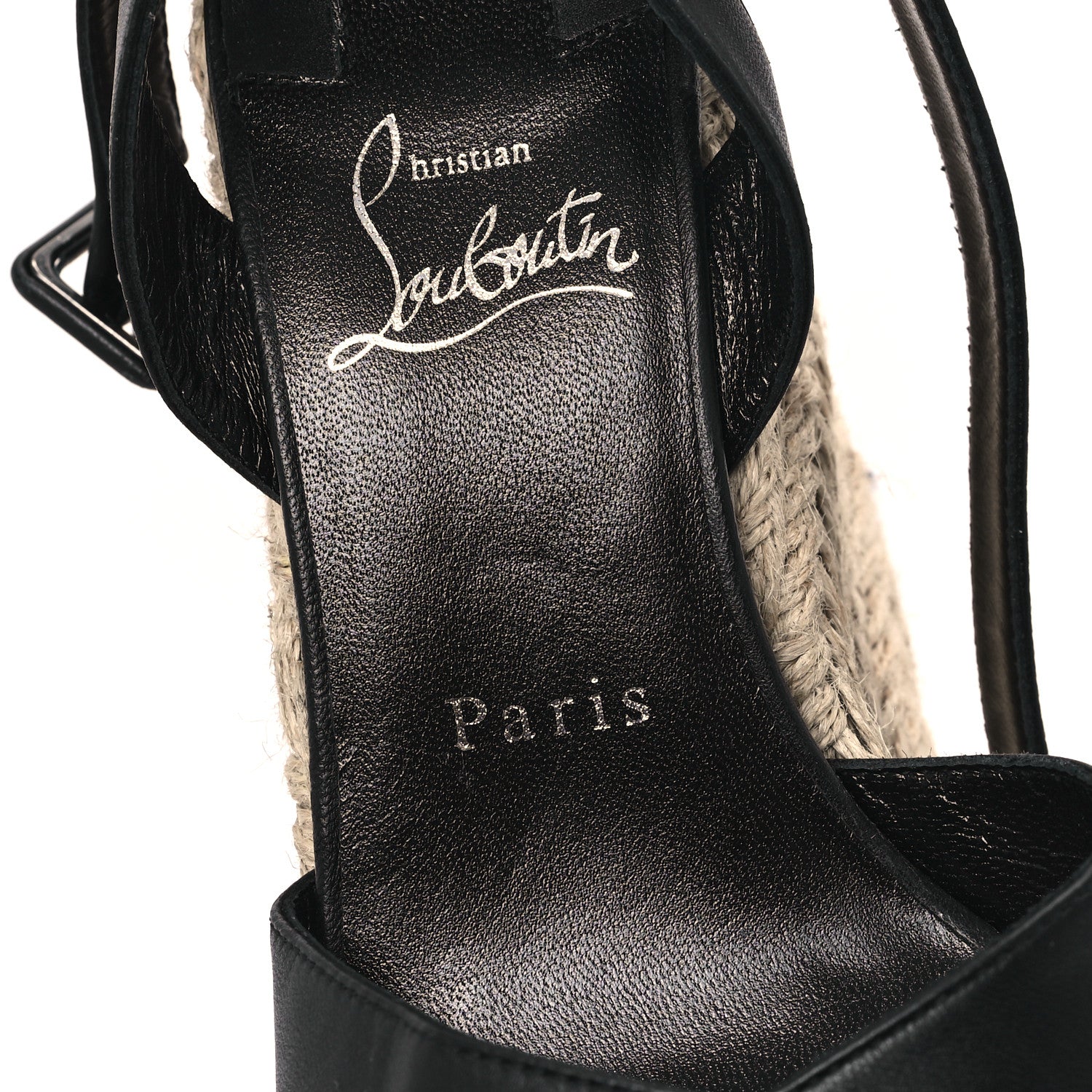 Christian Louboutin Goatskin Mariza Zeppa 130 Espadrille Sandals 37 Black 8 of 10
