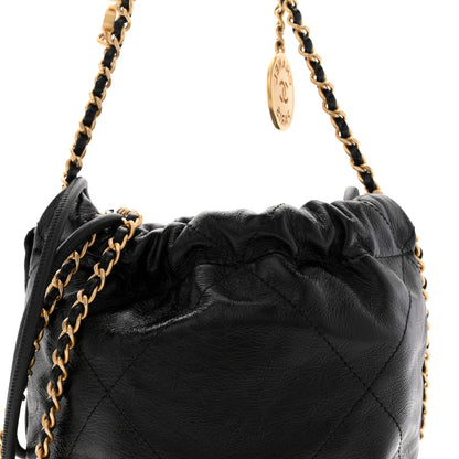 Chanel Shiny Crumpled Calfskin Quilted Pearl Mini Chanel 22 Black 9 of 12