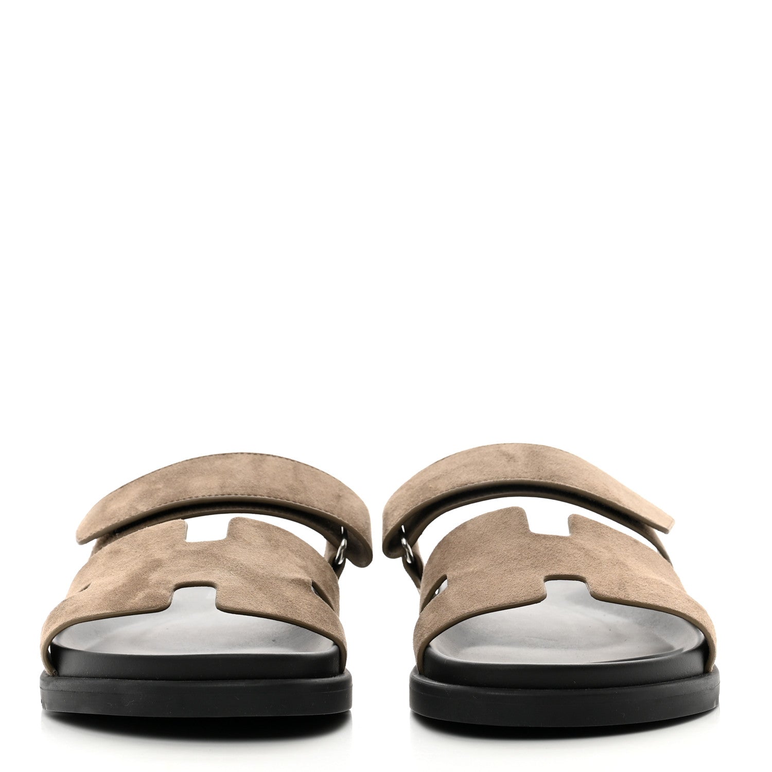 Hermes Suede Goatskin Womens Chypre Sandals 41 Etoupe 2 of 7