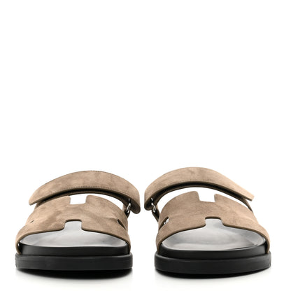 Hermes Suede Goatskin Womens Chypre Sandals 41 Etoupe 2 of 7
