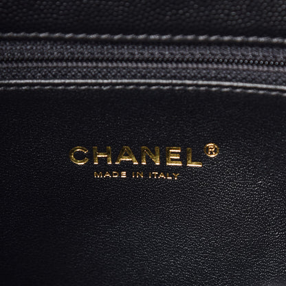 Chanel Caviar Elaphe Quilted Medium Coco Handle Flap Black Burgundy 6 of 7