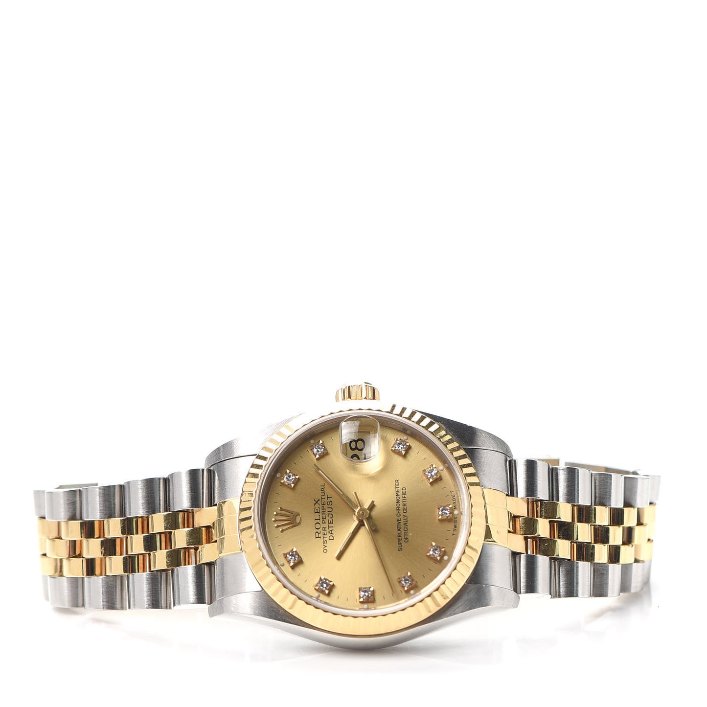 Stainless Steel 18K Yellow Gold Diamond 31mm Oyster Perpetual Datejust Watch Champagne 68273