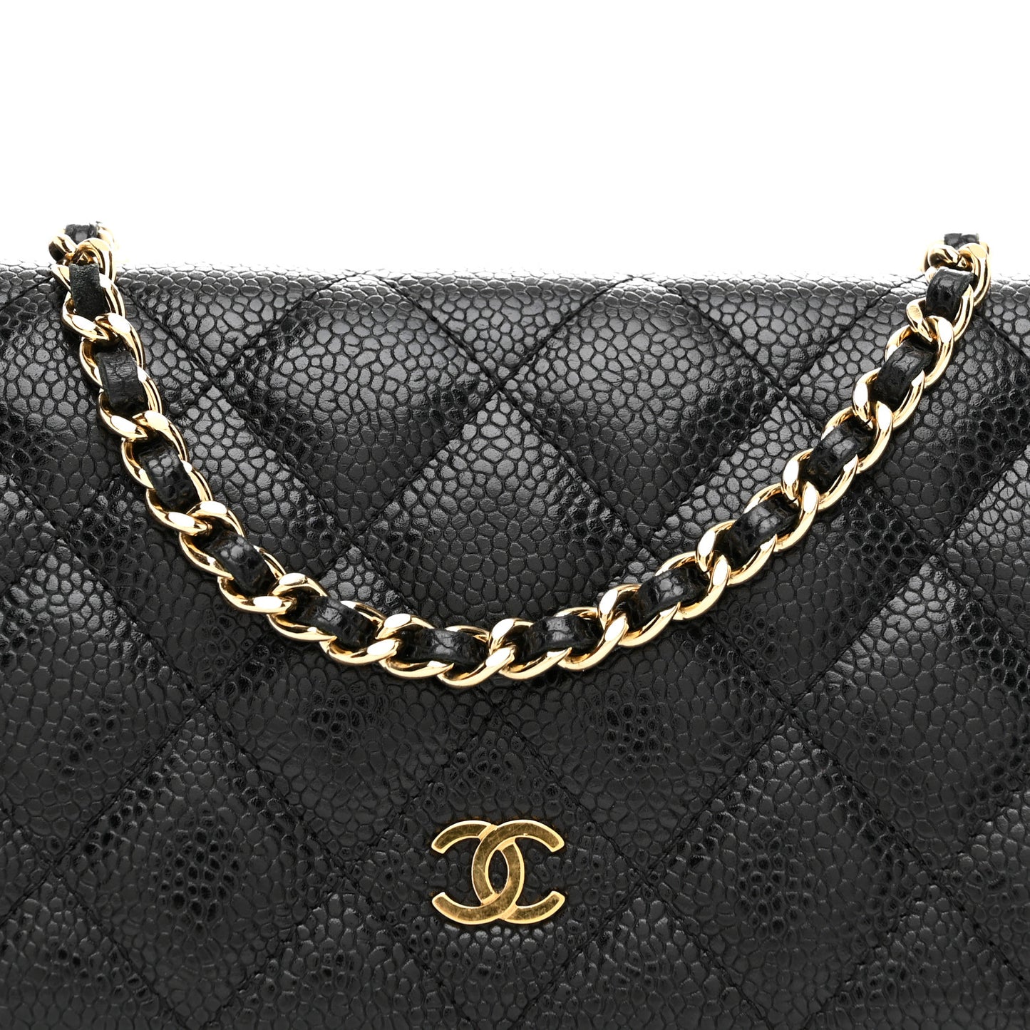 Caviar Quilted Wallet on Chain WOC Black