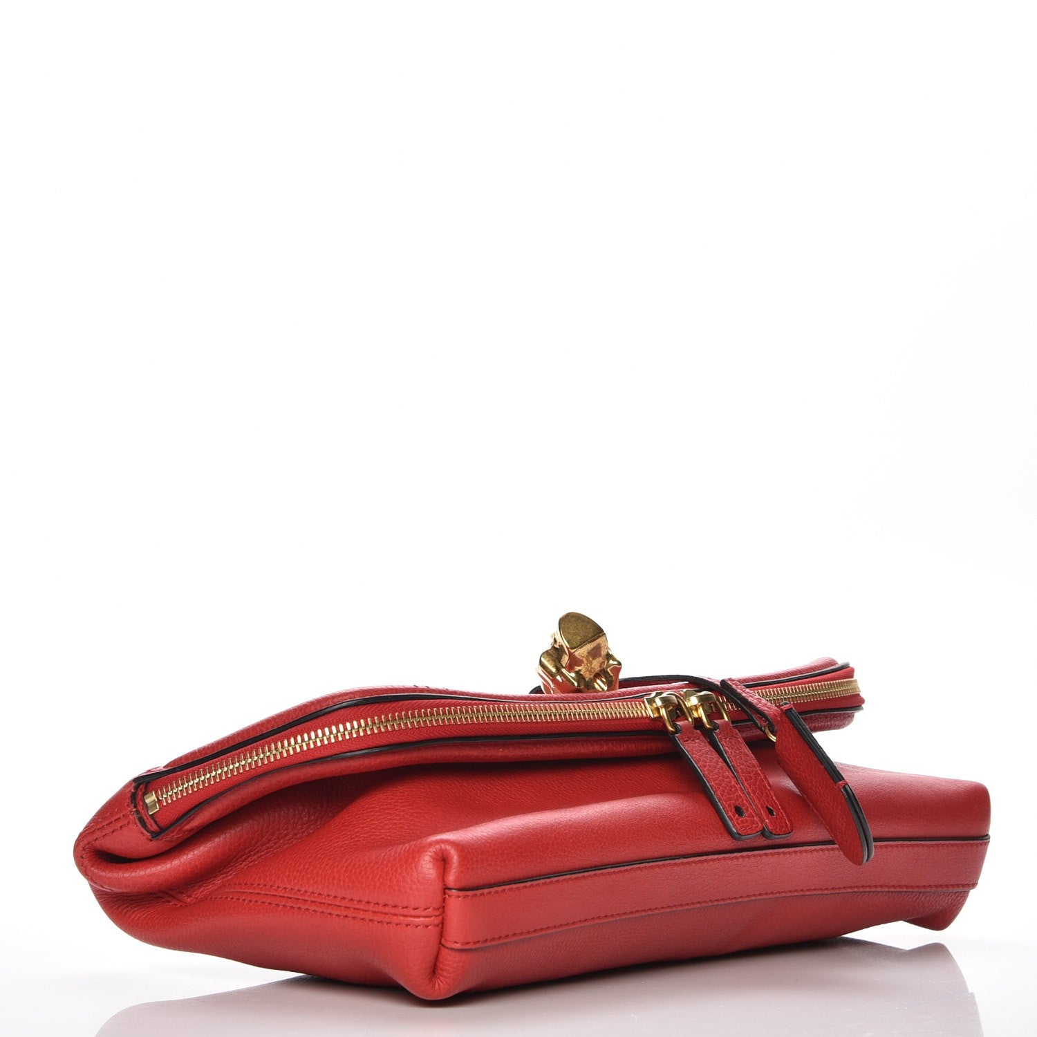 Alexander McQueen Grainy Calfskin Padlock Skull Clutch Red 4 of 9
