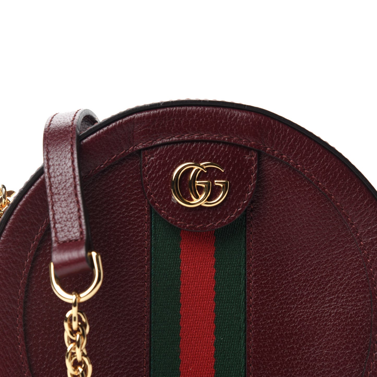 Soft Textured Calfskin Web Mini Ophidia Round Shoulder Bag Vintage Bordeaux