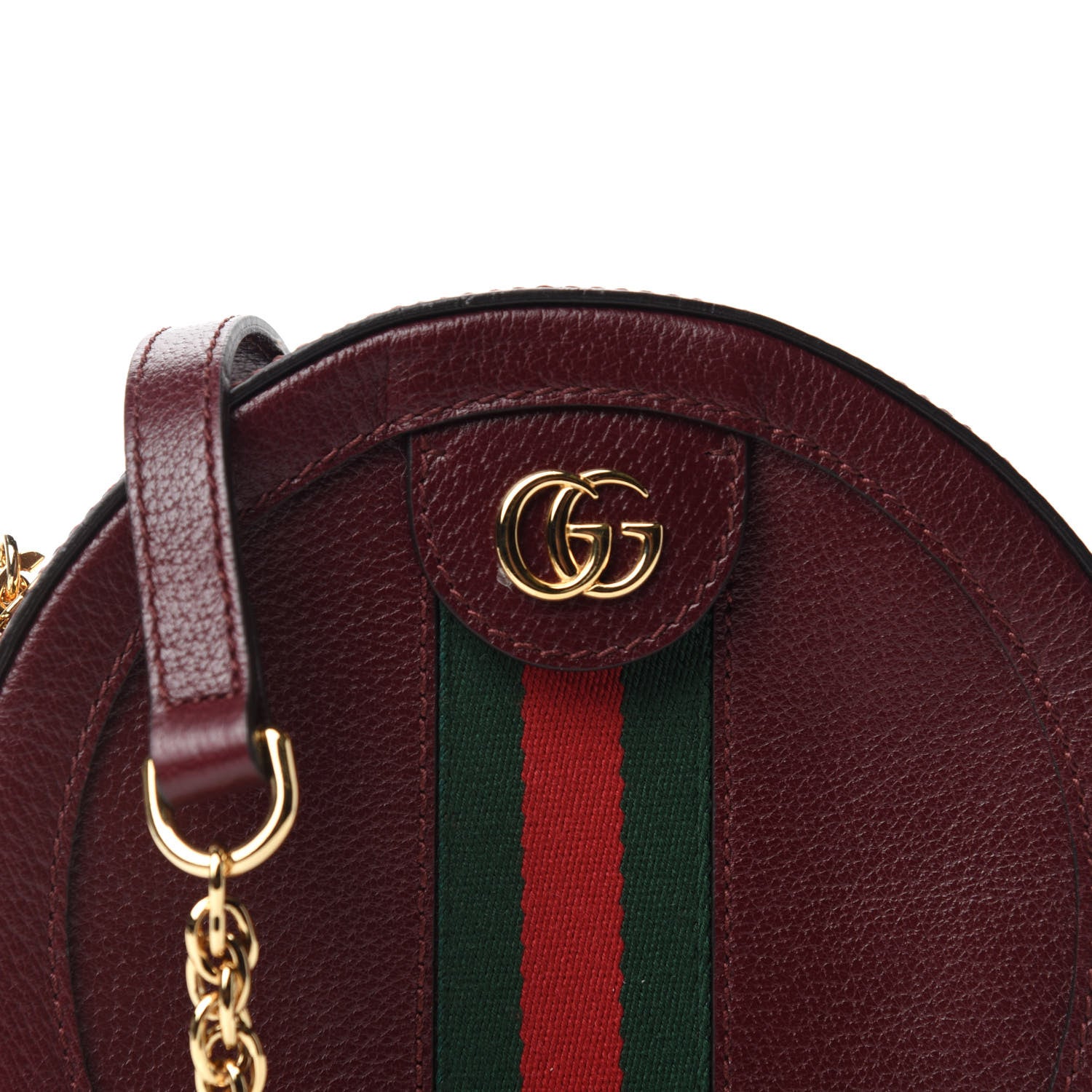Gucci Soft Textured Calfskin Web Mini Ophidia Round Shoulder Bag Vintage Bordeaux 10 of 10