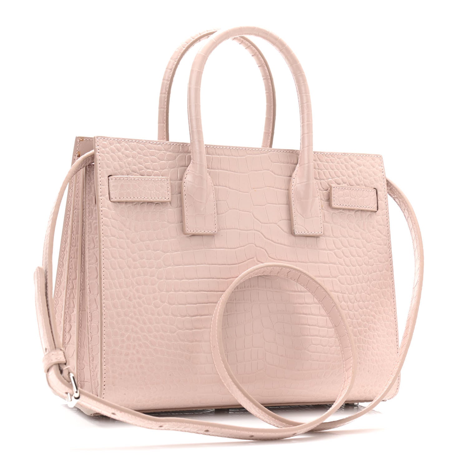 Saint Laurent Calfskin Crocodile Embossed Baby Sac De Jour Rose Antic 3 of 10