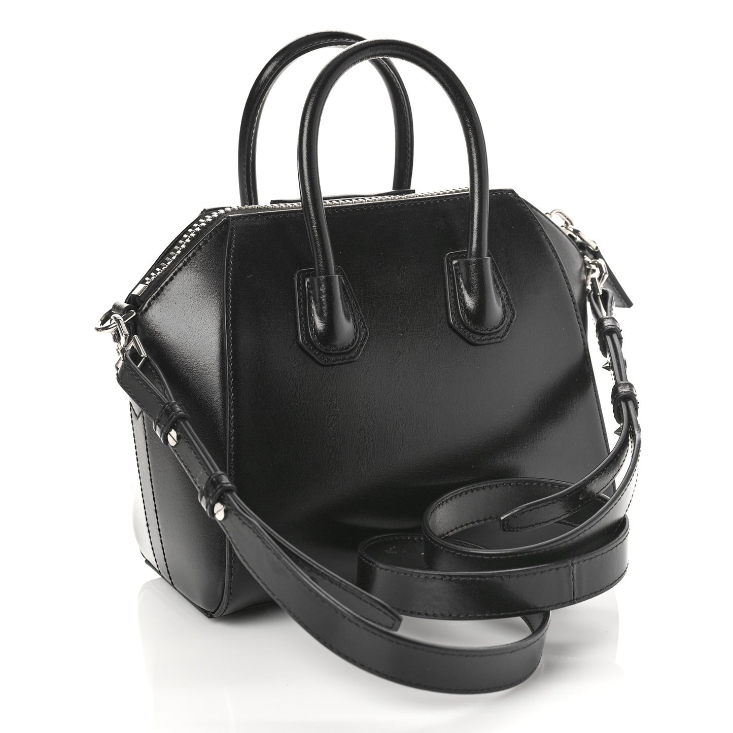 Shiny Lord Calfskin Mini Antigona Black