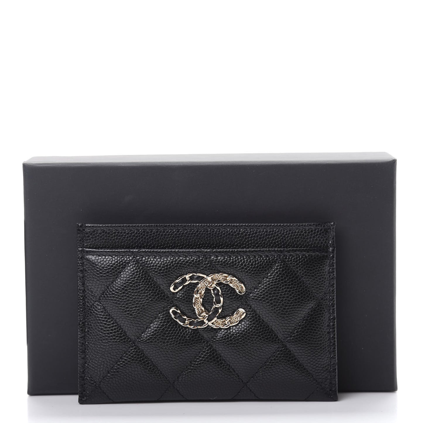 Caviar Quilted French New Wave Card Holder Black