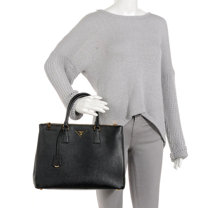 Prada Saffiano Lux Double Zip Medium Tote Nero Black 2 of 12