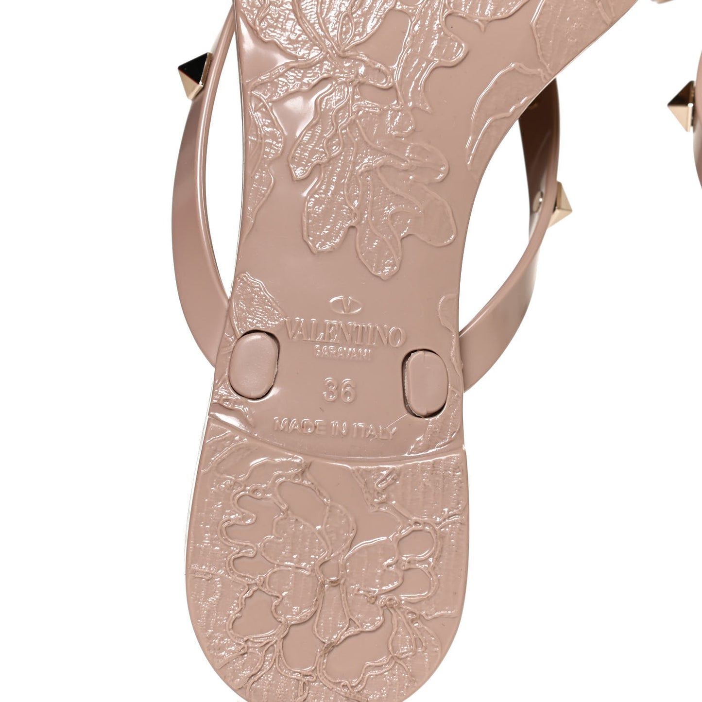 PVC Jelly Rockstud Bow Thong Sandals 36 Poudre