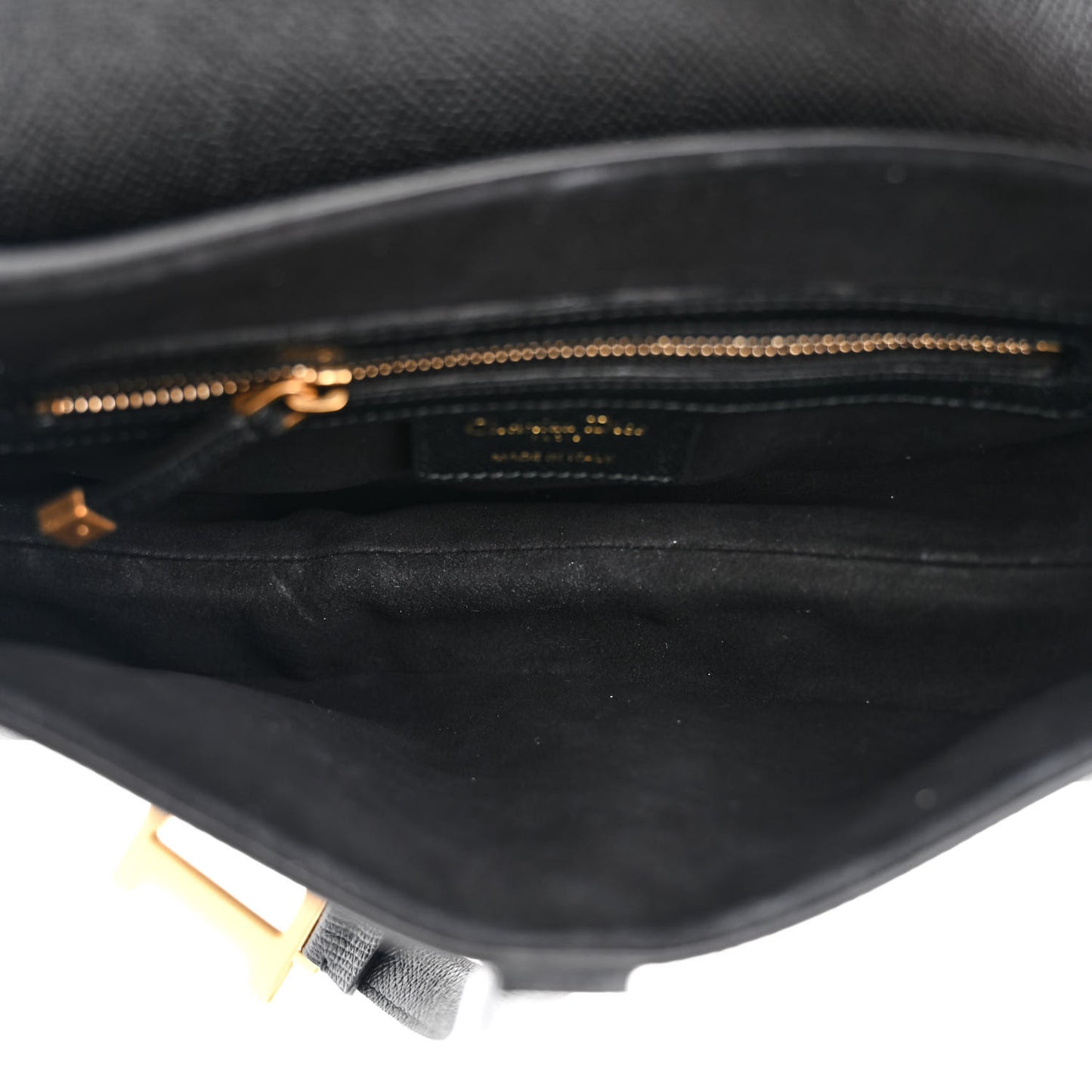Grained Calfskin Saddle Bag With Strap Black