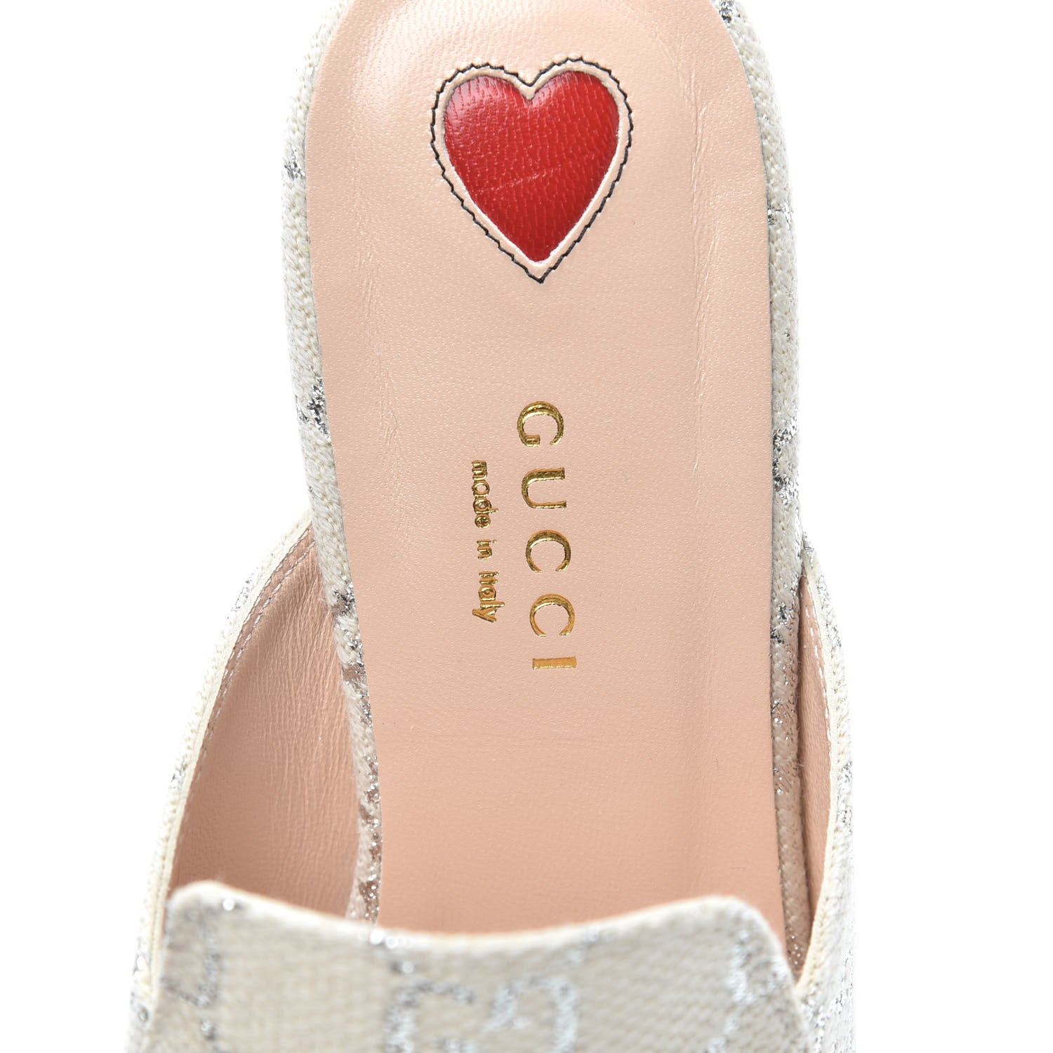 Gucci Canvas Lame GG Monogram Womens Princetown Slippers 36.5 Gardenia Silver 5 of 7