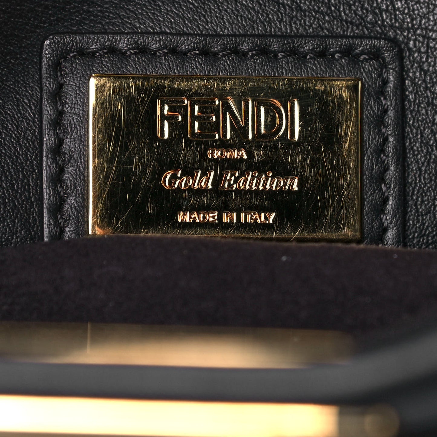 Vitello Seta Gold Studded Medium Peekaboo Iconic Satchel Black
