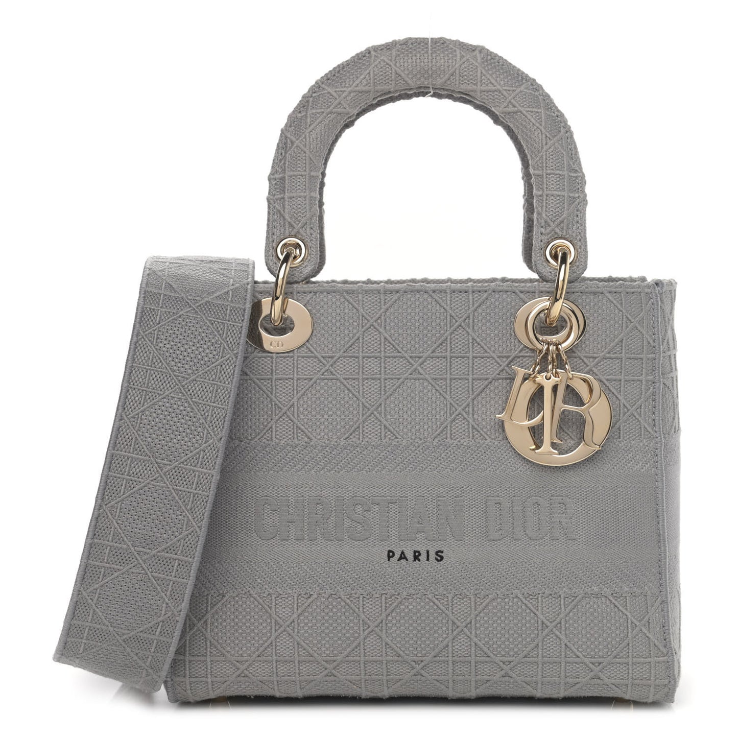 Canvas Embroidered Cannage Medium Lady D-Lite Gray