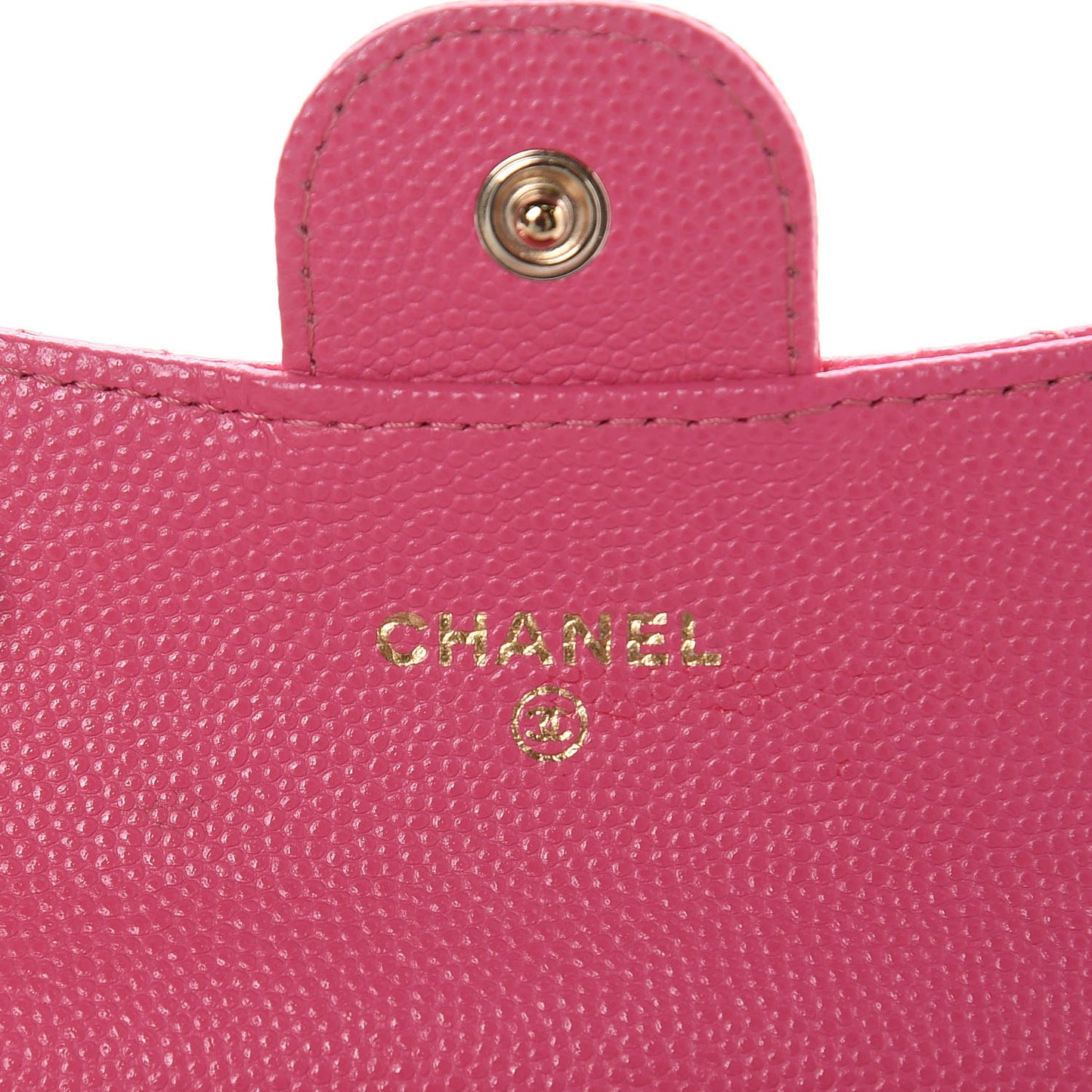 Caviar Quilted Flap Card Holder Pink