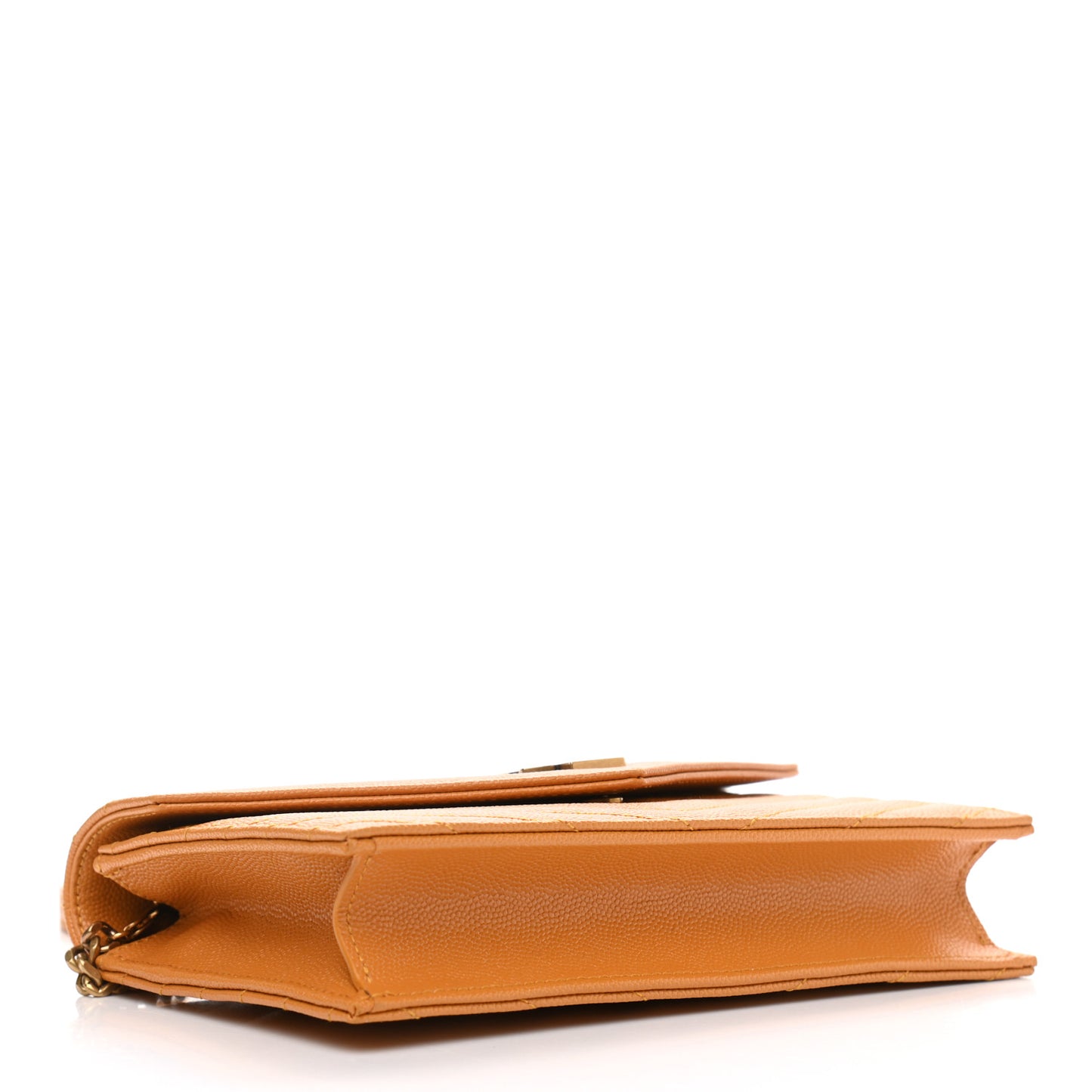 Grain De Poudre Matelasse Chevron Monogram Chain Wallet Senape Yellow