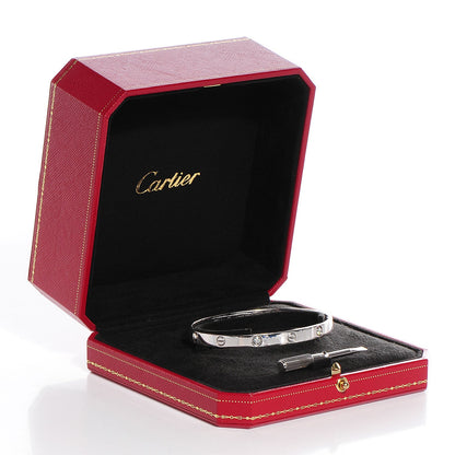 Cartier 18K White Gold 4 Diamond LOVE Bracelet 19 6 of 6