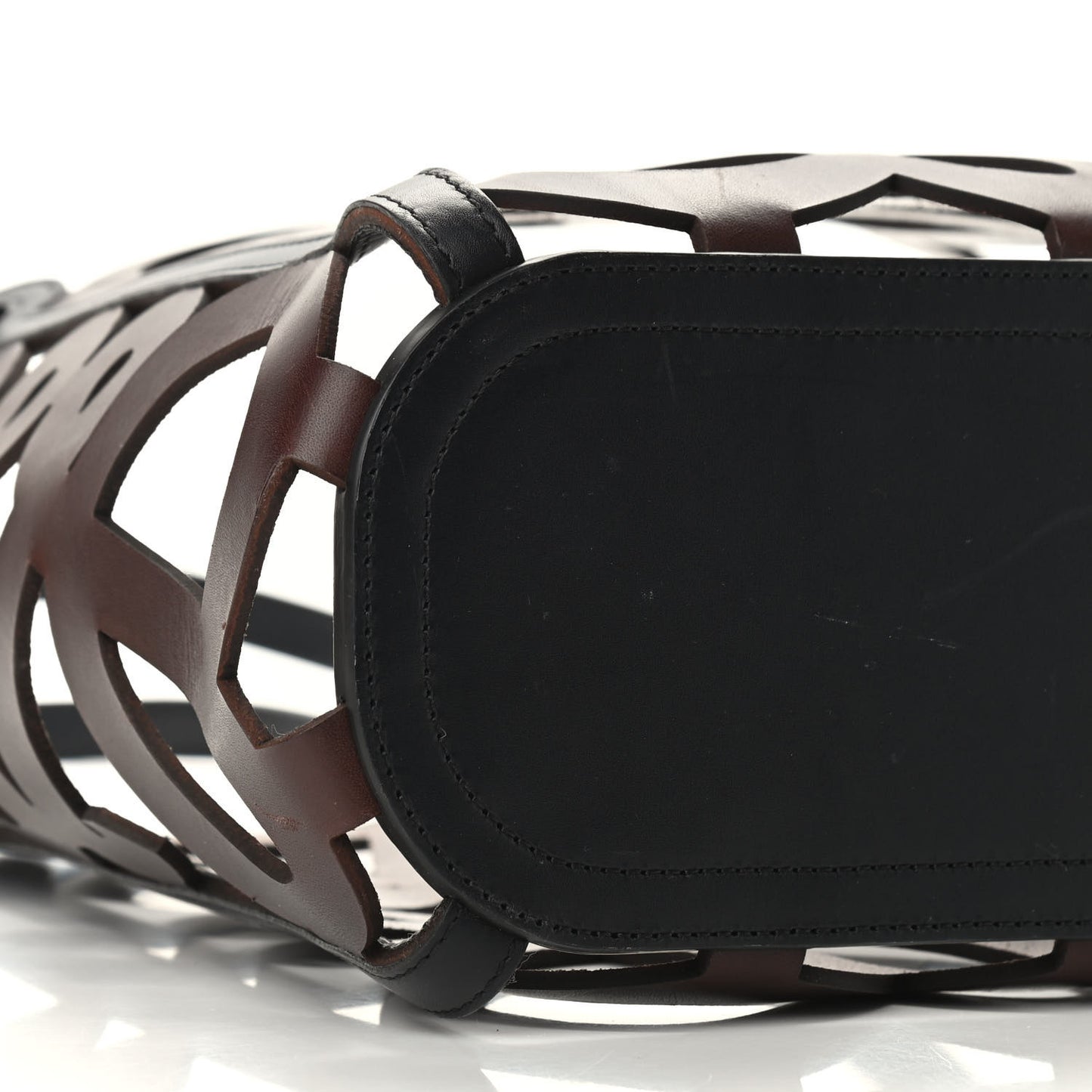 Smooth Calfskin Small Anagram Cutout Tote Brown Black