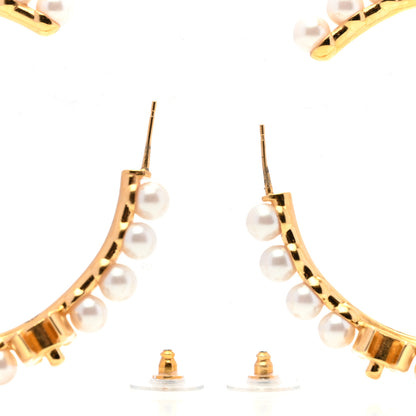 Chanel Pearl CC More Is More Hoop Earrings Gold 4 of 6