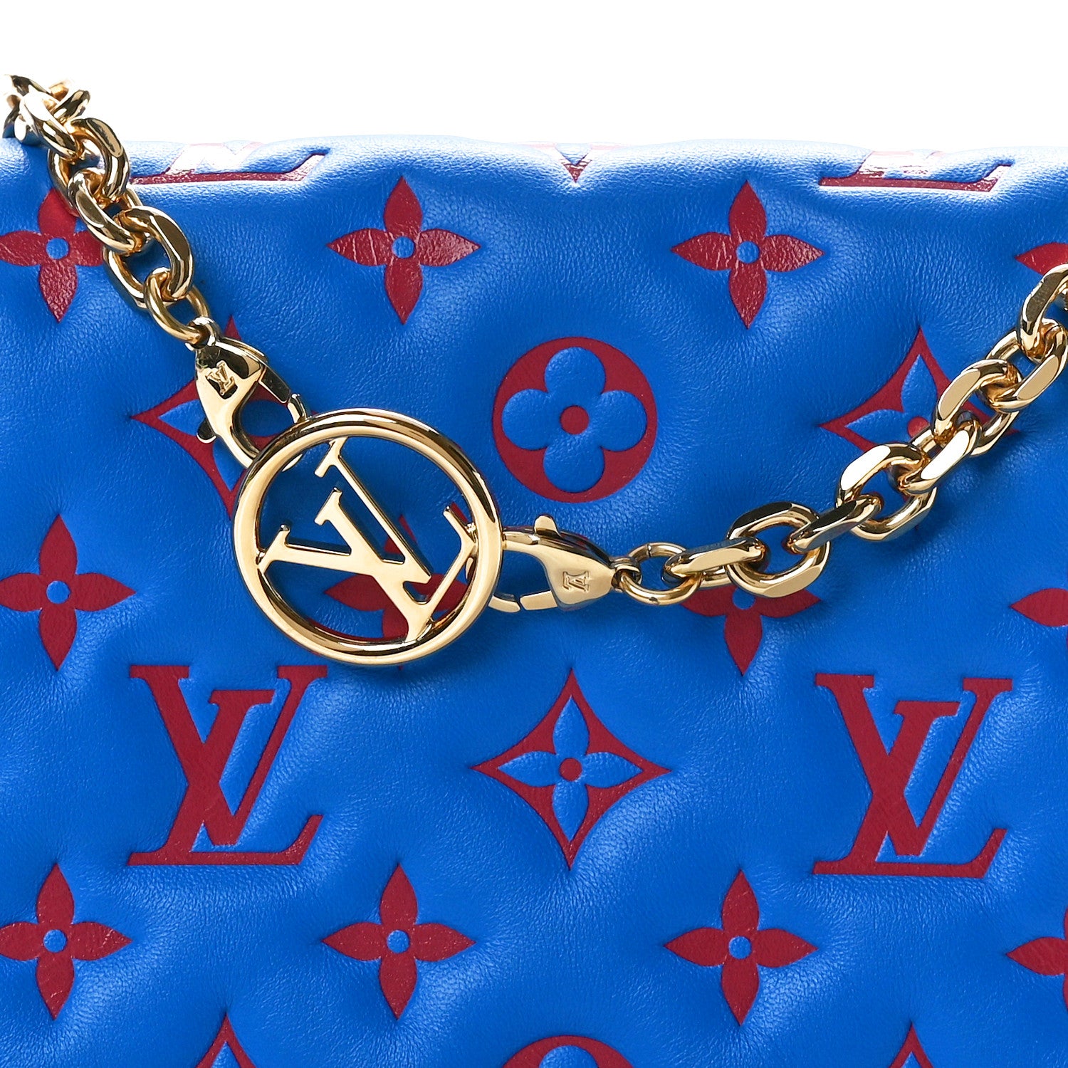 Louis Vuitton Lambskin Embossed Monogram Vuittamins Pochette Coussin Blue Red 7 of 9