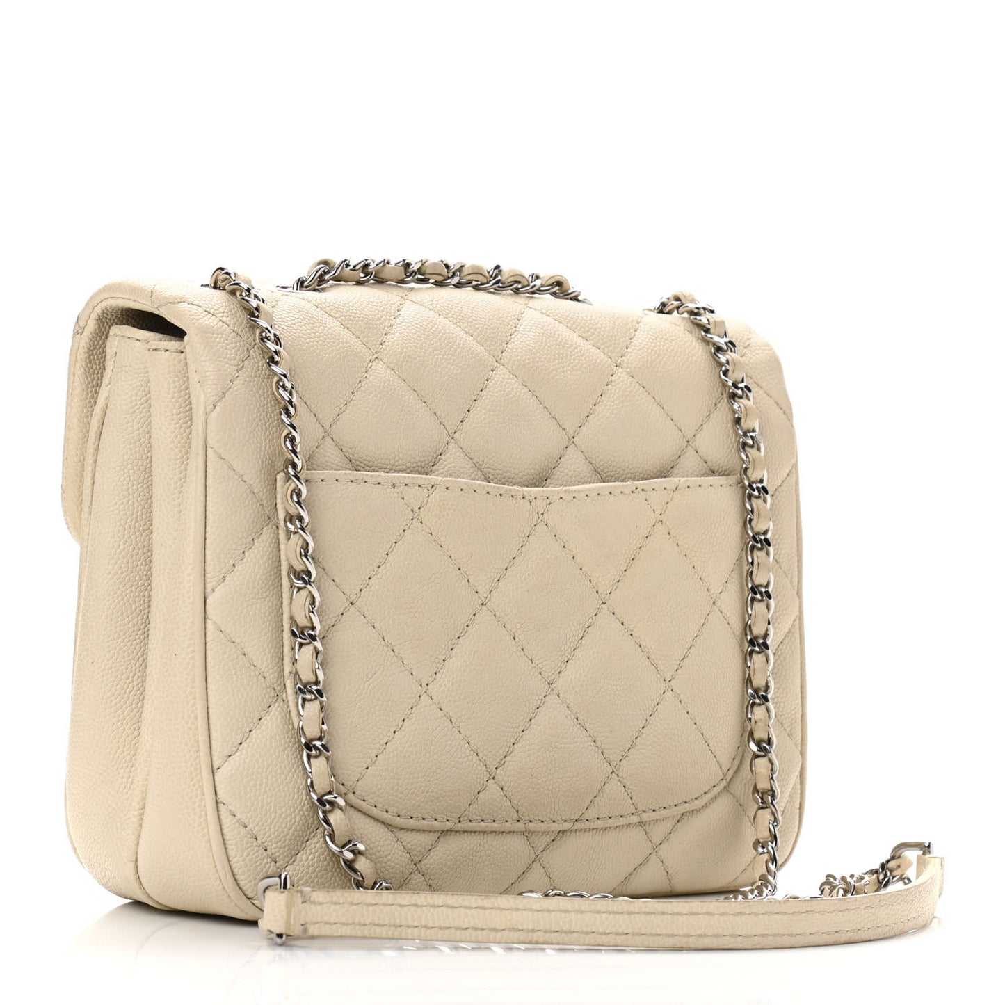 Caviar Quilted Small Urban Companion Flap White