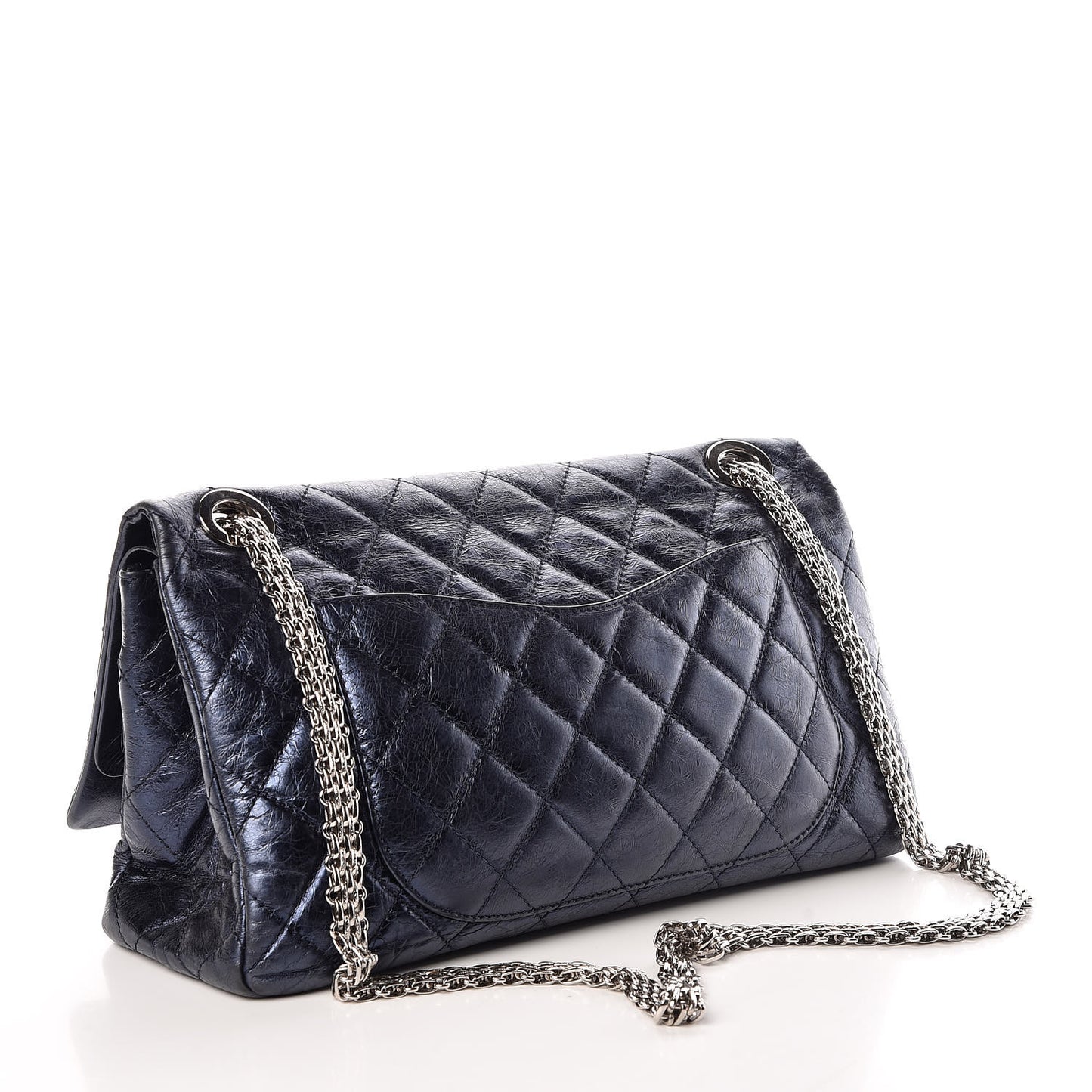 Metallic Aged Calfskin Quilted 2.55 Reissue 228 Flap Blue