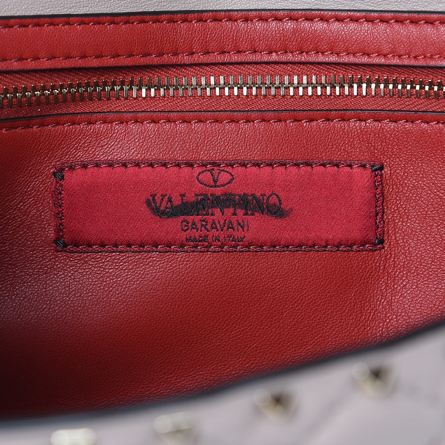 Lambskin Rockstud Spike Wallet on Chain Poudre