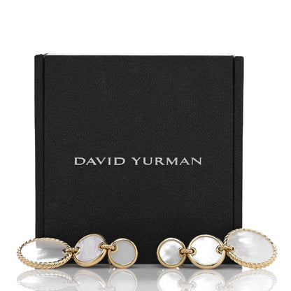 David Yurman 18K Yellow Gold Mother of Pearl Elements Triple Drop Earrings 5 of 5