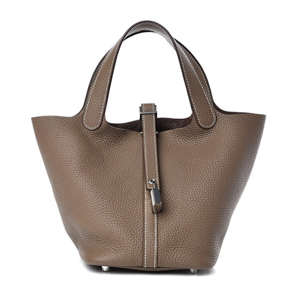 Hermes Taurillon Clemence Picotin Lock 18 PM Etoupe 1 of 12