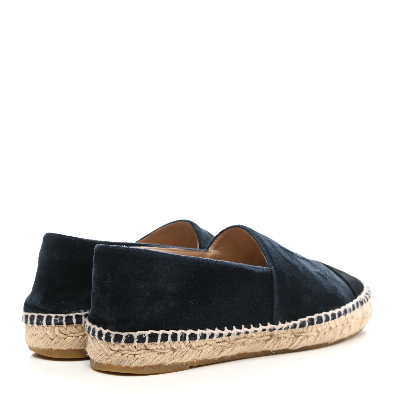 Chanel Velvet CC Espadrilles 37 Dark Navy Black 4 of 12