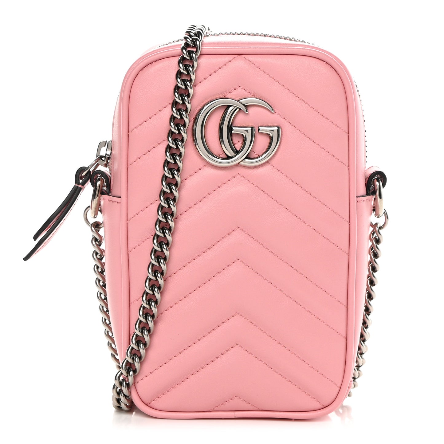 Calfskin Matelasse Mini GG Marmont Crossbody Bag Wild Rose