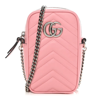 Gucci Calfskin Matelasse Mini GG Marmont Crossbody Bag Wild Rose 1 of 13