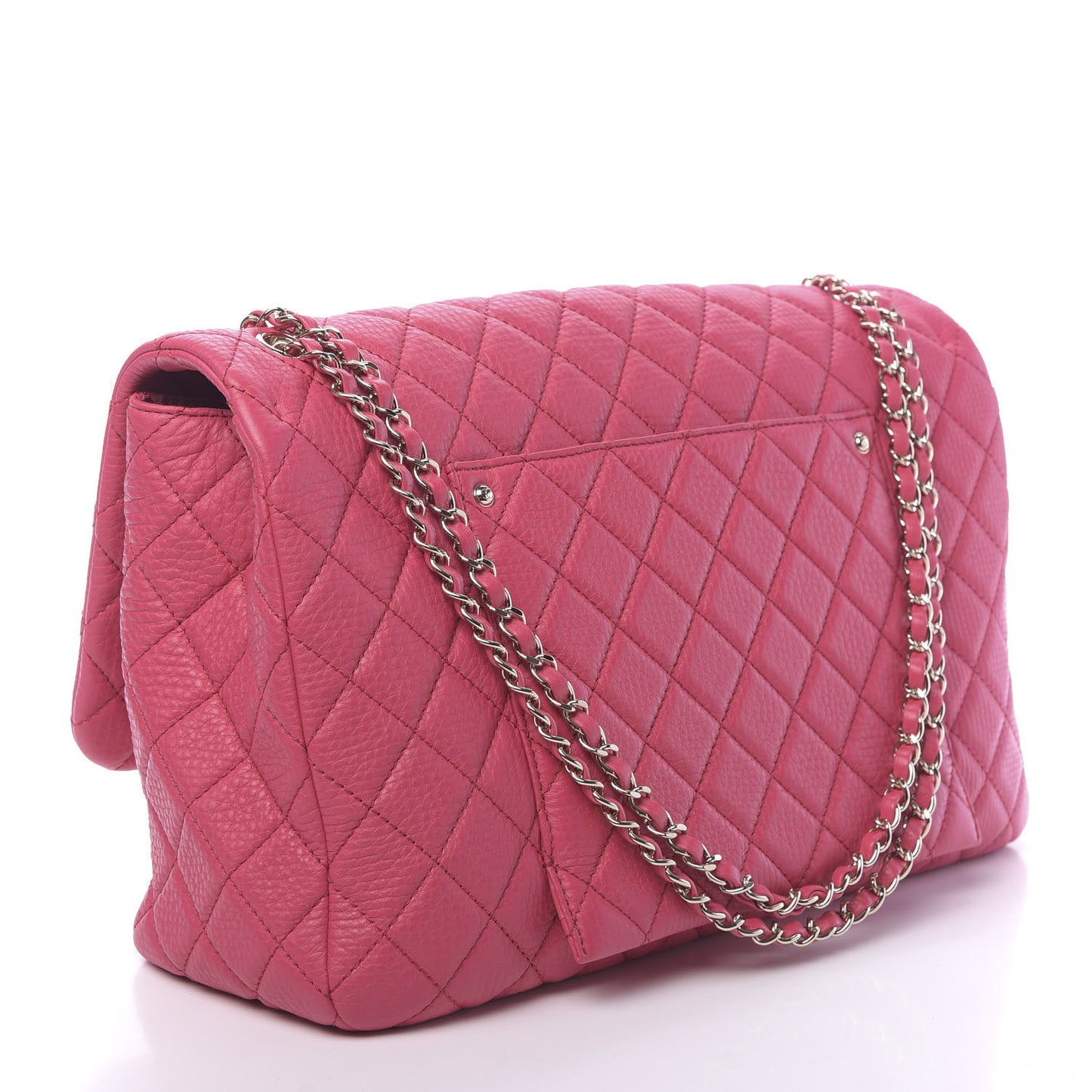 Calfskin Quilted Small XXL Travel Flap Bag Dark Pink
