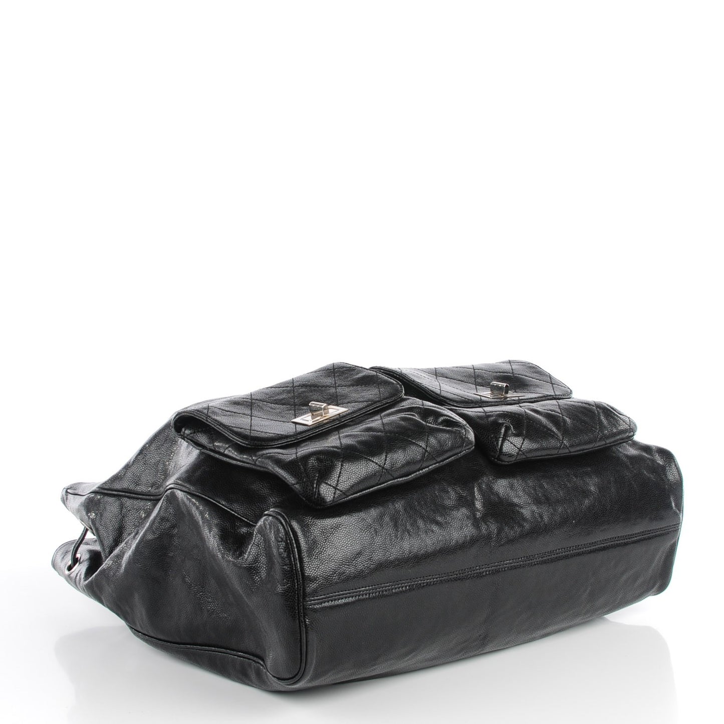 Glazed Caviar Large Pocket In The City Tote Black