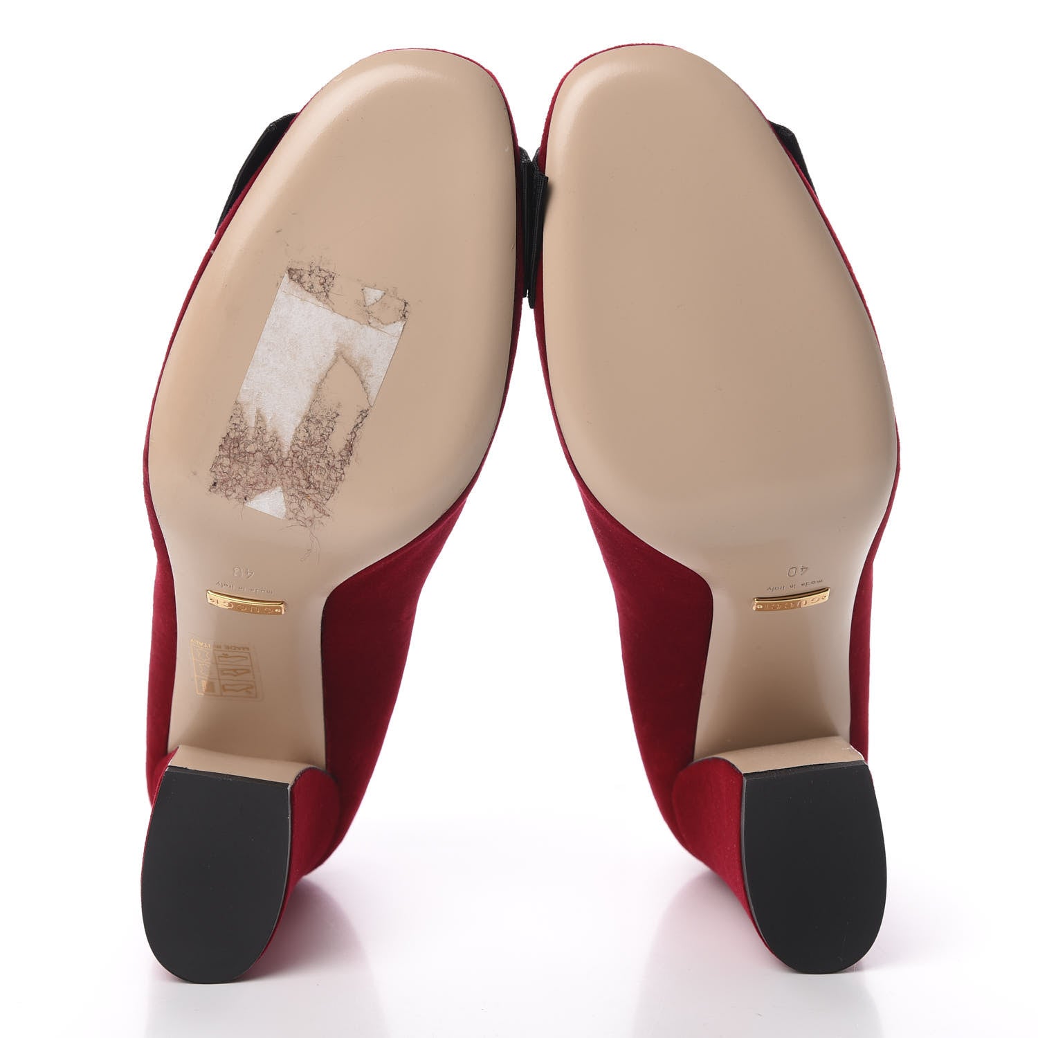 Gucci Velvet Etoile Pearl Embellished Pumps 40 Hibiscus Red 6 of 10