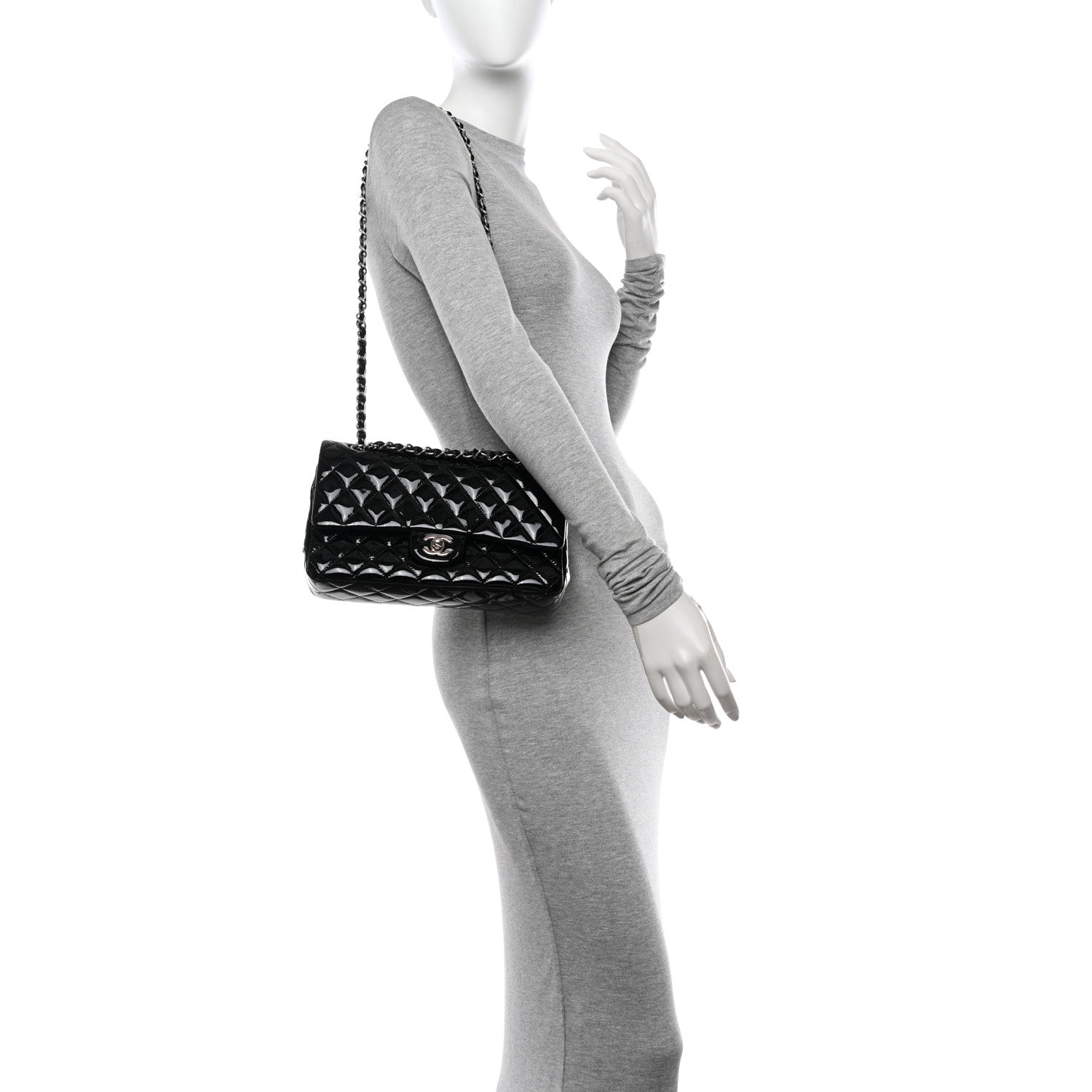 Chanel Patent Quilted Medium Double Flap Black 2 of 9