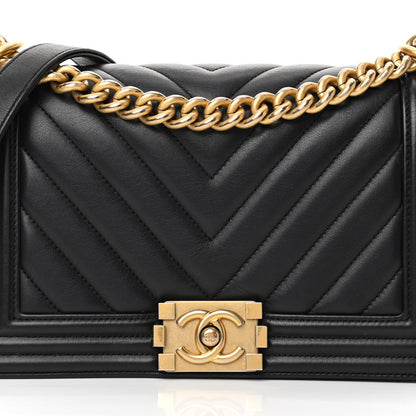 Chanel Lambskin Chevron Quilted Medium Boy Flap Black 15 of 29