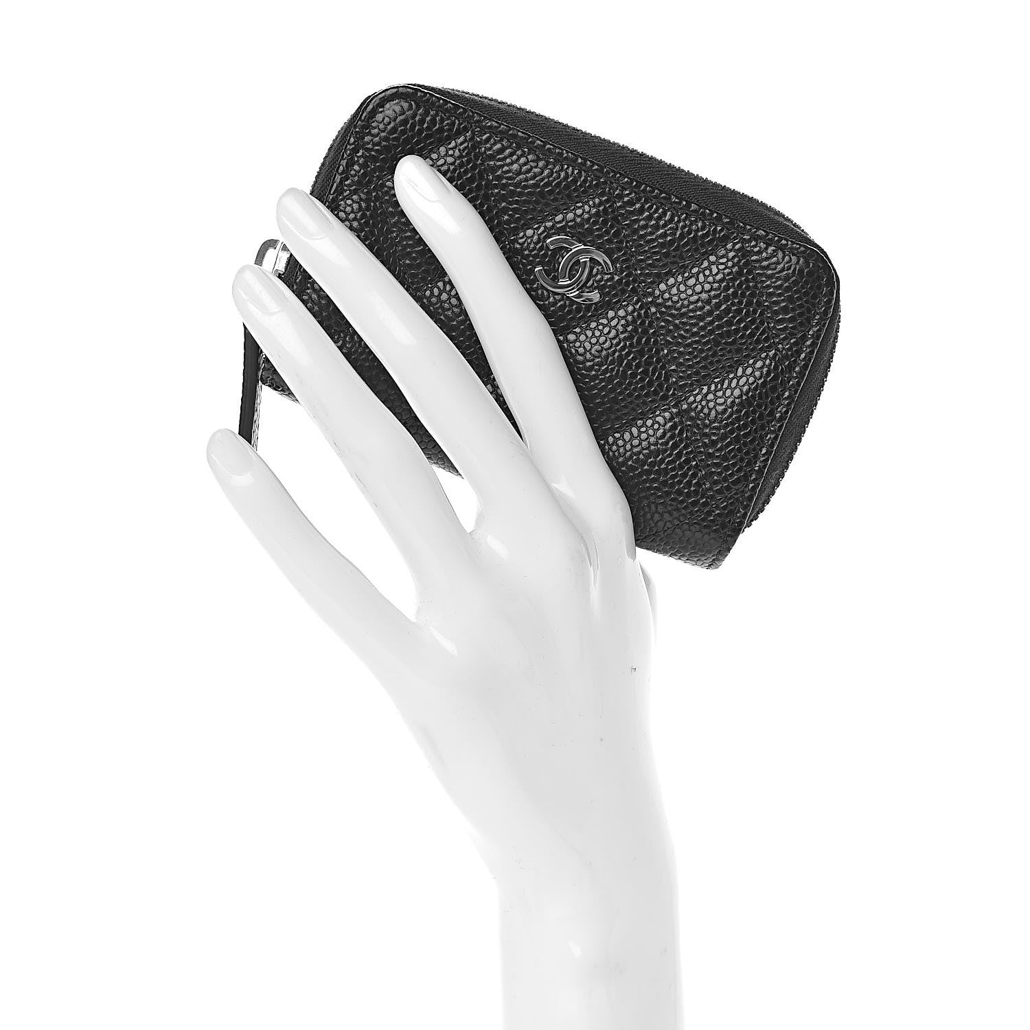 Chanel Caviar Quilted Zip Coin Purse Black 2 of 8