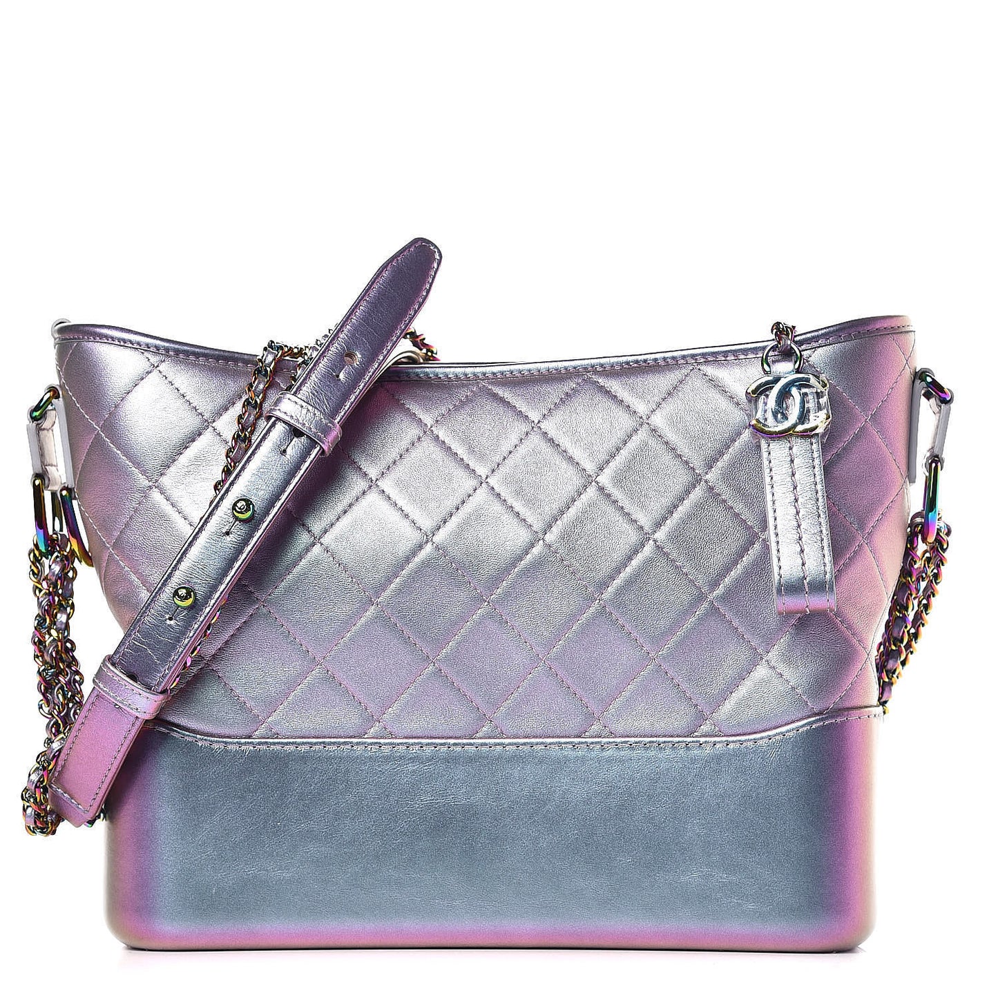 Iridescent Lambskin Calfskin Quilted Medium Gabrielle Hobo Light Purple
