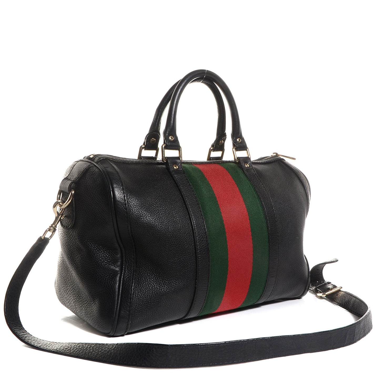 Calfskin Vintage Web Medium Boston Black