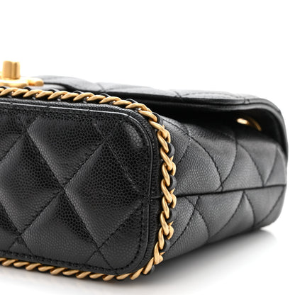 Chanel Caviar Quilted Camellia Chain Around Flap Black 10 of 11