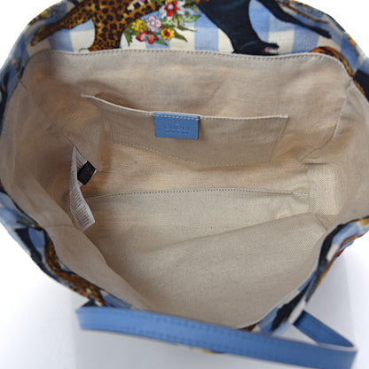 Gucci Canvas Kids Felines Vichy Print Tote Clear Sky Blue 5 of 10
