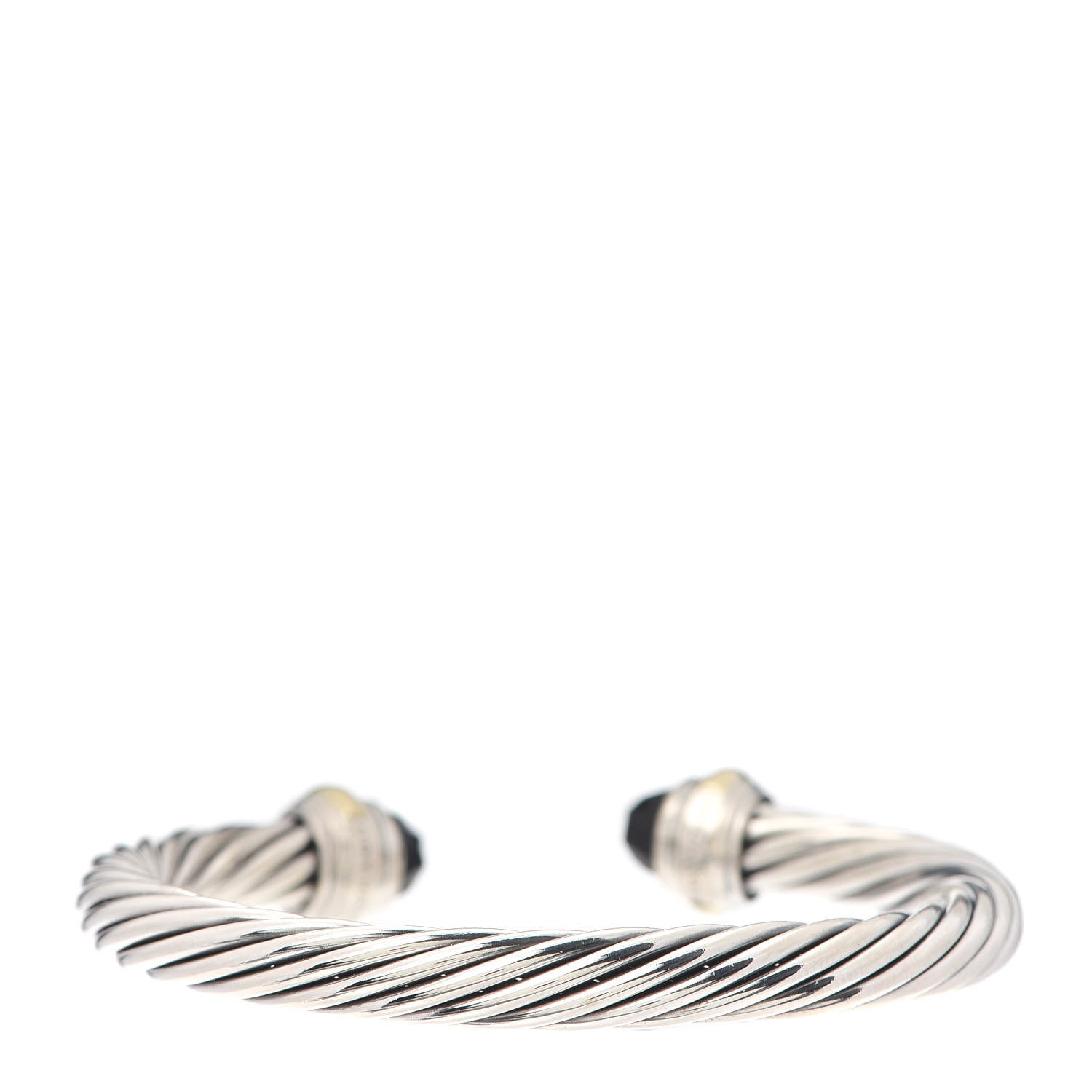 David Yurman Sterling Silver 14K Yellow Gold Black Onyx 7mm Cable Classics Bracelet 3 of 4
